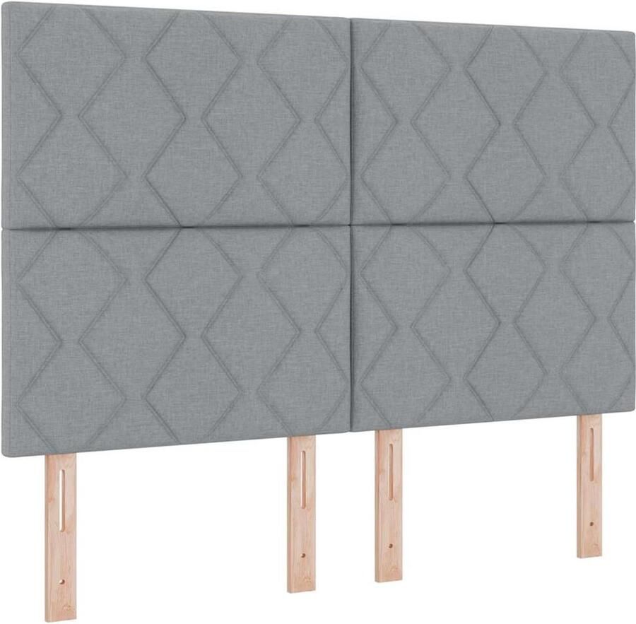 VidaXL LED Hoofdbord met Diamantblok Ontwerp in Lichtgrijs 144 cm Stof