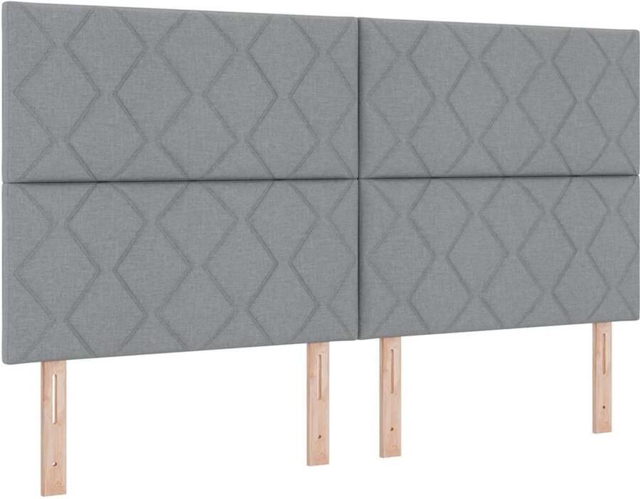 VidaXL LED Hoofdbord met Diamant Blokken Design Lichtgrijs 180 cm Stof