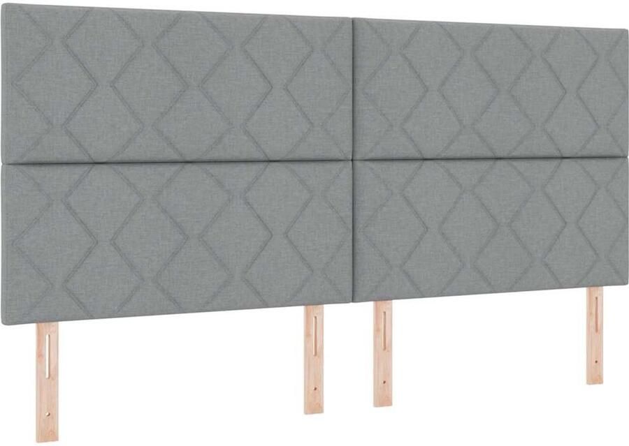 VidaXL LED Hoofdbord in Lichtgrijs met Diamant Blokken Ontwerp 200 cm Stof