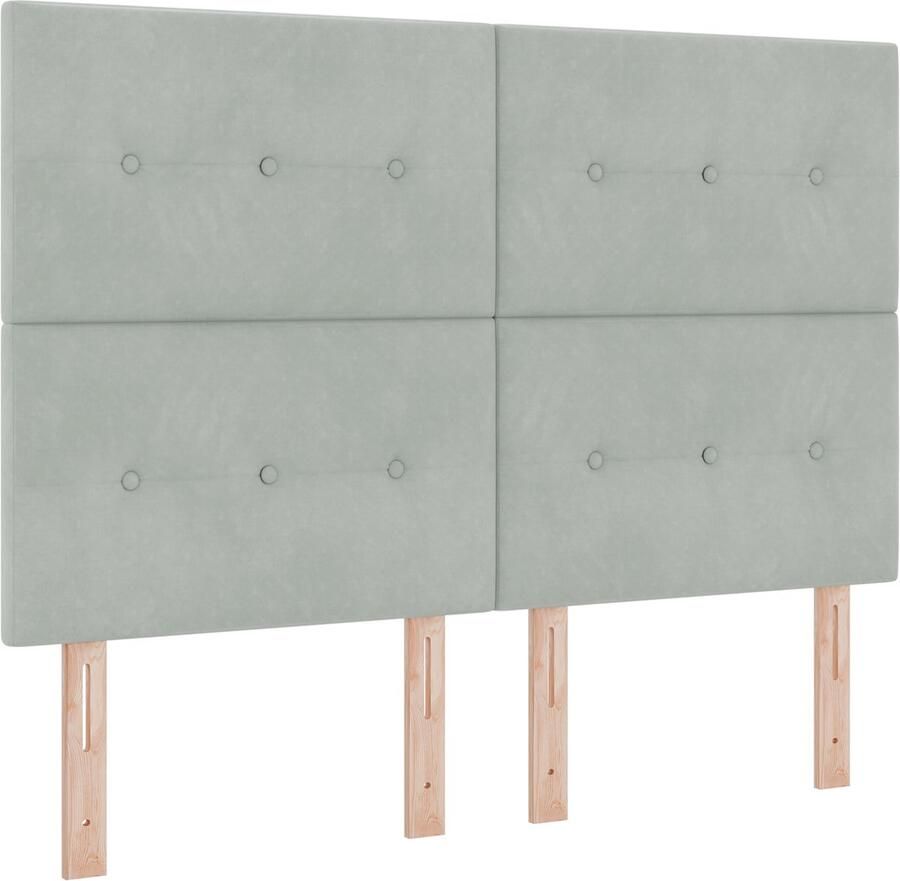 VidaXL Hoofdbord met LED -striplichten Lichtgrijs 72 cm Fluweel