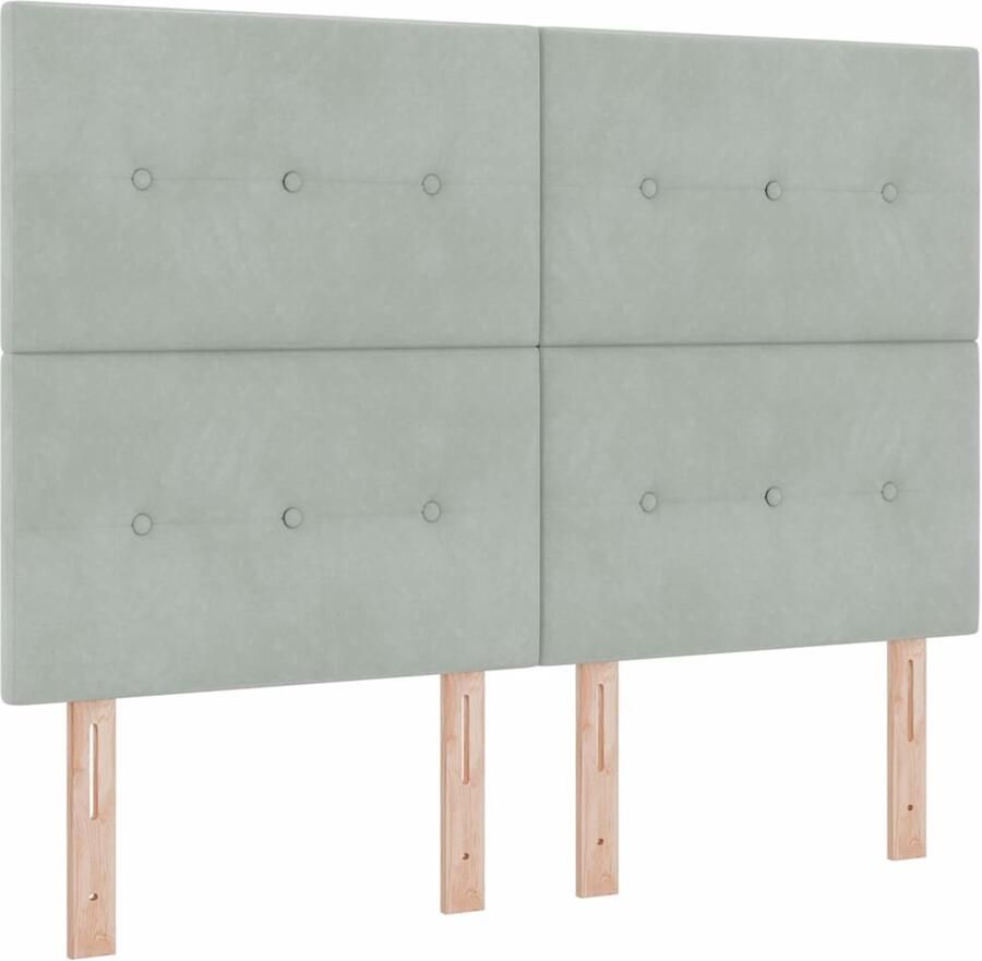 VidaXL Hoofdbord met LED -striplichten Lichtgrijs 80 cm Fluweel