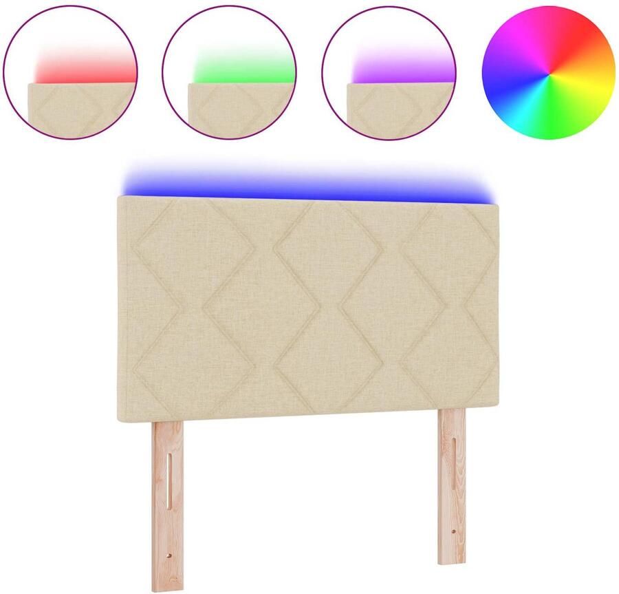 VidaXL Hoofdbord met LED -striplichten met hoofdeinde Crème 80 cm Stof - Foto 2