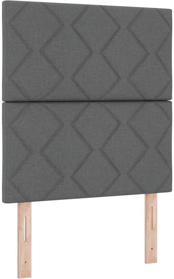 VidaXL LED Hoofdbord met Diamant Blokken Ontwerp Donkergrijs 80 cm Stof