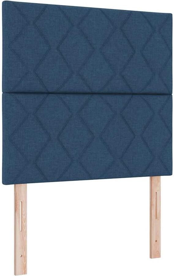 VidaXL LED Hoofdbord met Diamanten Blokken Ontwerp in Blauw 90 cm Stof