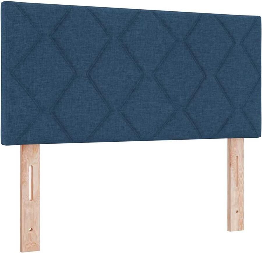 VidaXL Hoofdbord met LED -striplichten Verstelbaar Blauw 100 cm Stof