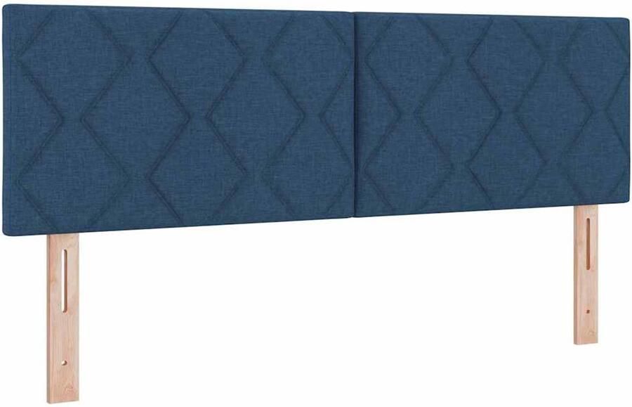 VidaXL Hoofdbord met LED -striplichten Verstelbaar Blauw 144 cm Stof