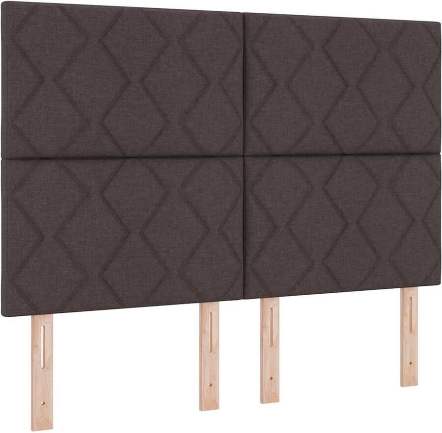 VidaXL Hoofdbord met LED -striplichten Verstelbaar Bruin 160 cm Stof