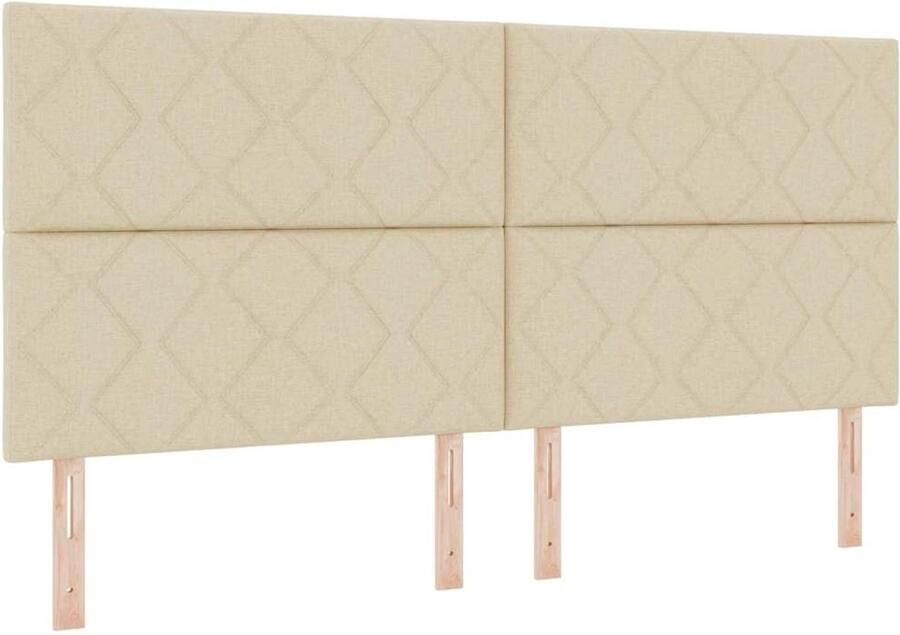 VidaXL Hoofdbord met LED -striplichten Verstelbaar Crème 200 cm Stof