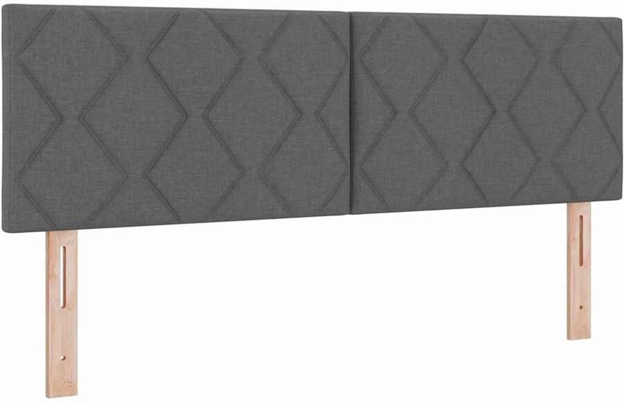 VidaXL LED hoofdbord met diamantblok ontwerp donkergrijs 144 cm stof