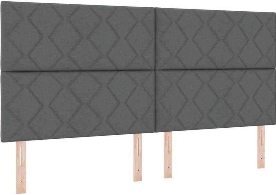 VidaXL LED Hoofdbord met Diamanten Blokken Design Donkergrijs 200 cm Stof