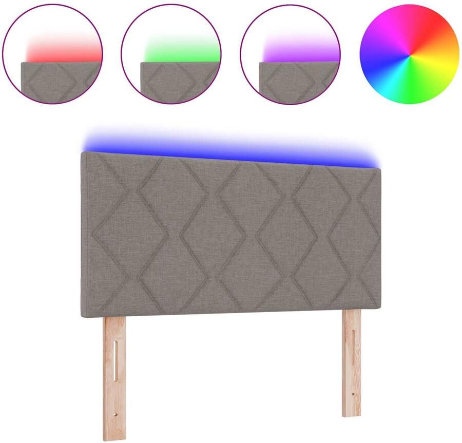 VidaXL Hoofdbord met LED -striplichten Verstelbaar Taupe 100 cm Stof - Foto 2