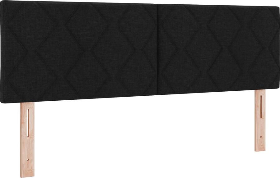 VidaXL Hoofdbord met LED -striplichten Verstelbaar Zwart 144 cm Stof