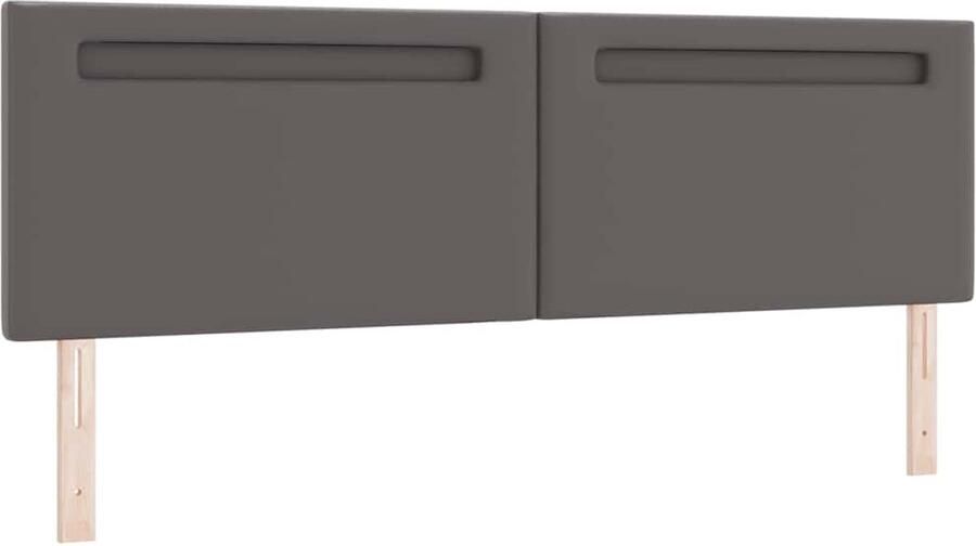 VidaXL Hoofdbord met LED -striplichten Wandgemonteerd Grijs 180 cm PVC