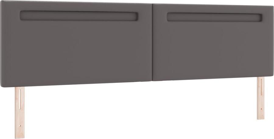 VidaXL Hoofdbord met LED -striplichten Wandgemonteerd Grijs 200 cm PVC