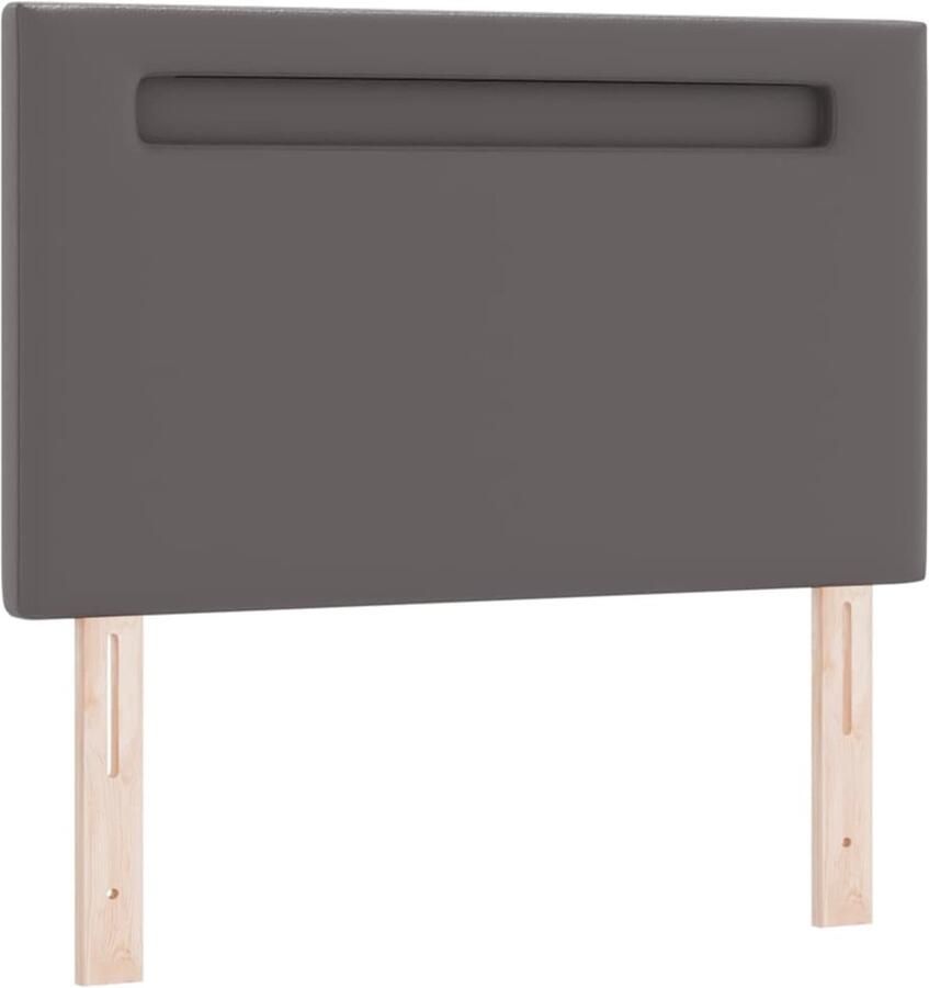 VidaXL Hoofdbord met LED -striplichten Wandgemonteerd Grijs 90 cm PVC