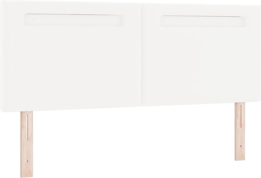 VidaXL Hoofdbord met LED -striplichten Wandgemonteerd Wit 144 cm PVC