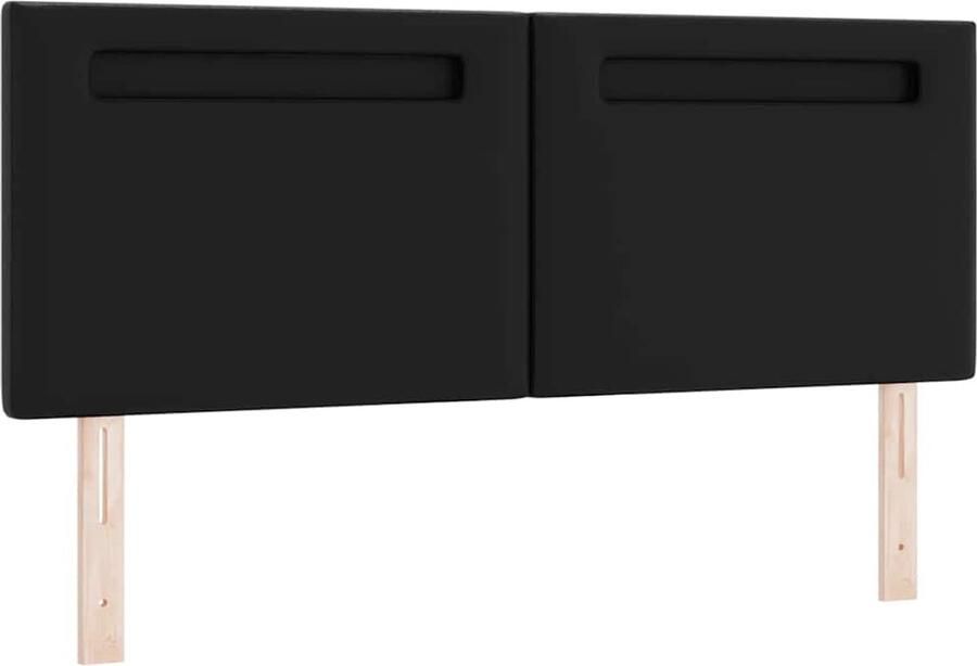 VidaXL Hoofdbord met LED -striplichten Wandgemonteerd Zwart 160 cm PVC