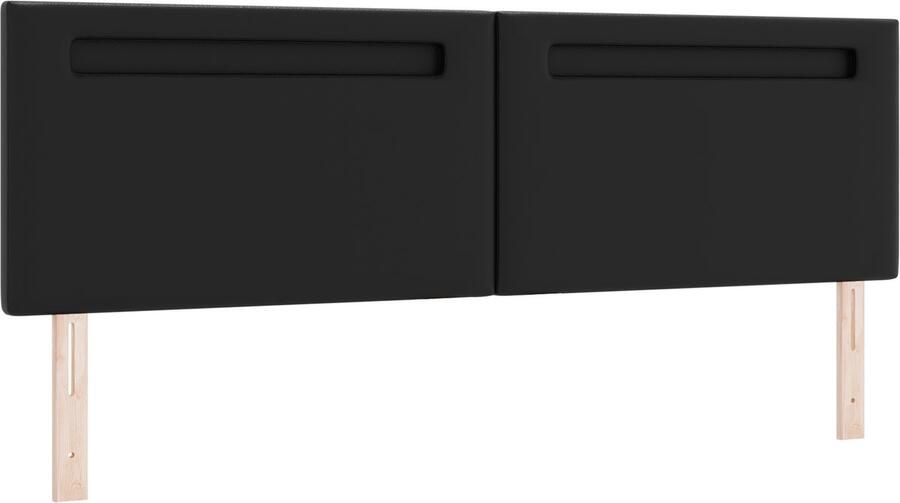 VidaXL Hoofdbord met LED -striplichten Wandgemonteerd Zwart 180 cm PVC