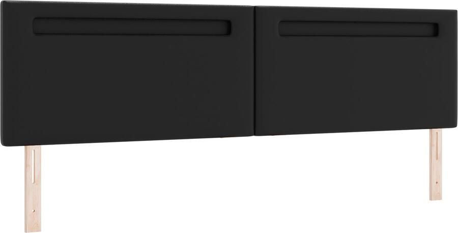 VidaXL Hoofdbord met LED -striplichten Wandgemonteerd Zwart 200 cm PVC