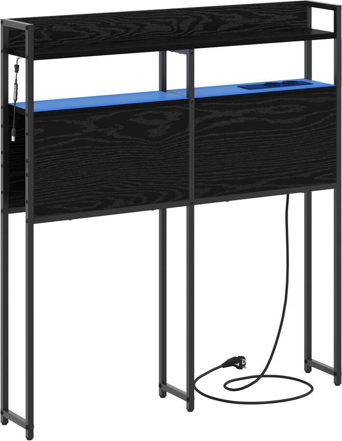 VidaXL Hoofdbord met LED -striplichten Zwart eiken 75 cm Bewerkt hout