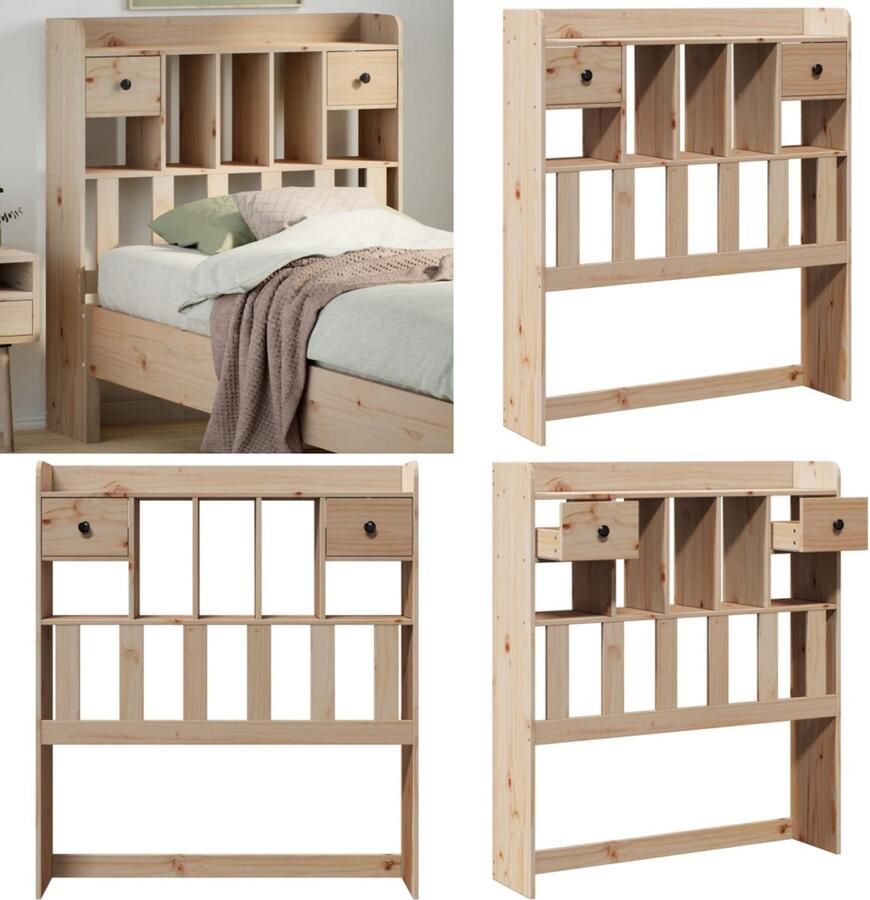 VidaXL Hoofdbord met opbergruimte 100 cm massief grenenhout Hoofdbord Hoofdborden Bed Hoofdbord Bedhoofdbord