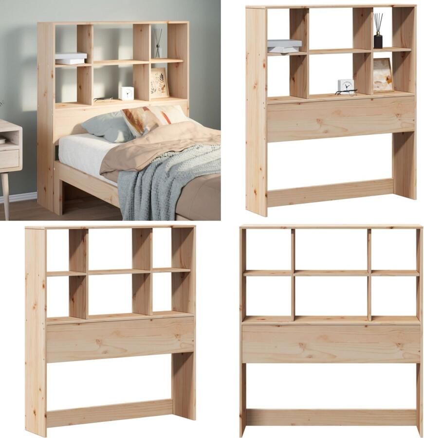VidaXL Hoofdbord met opbergruimte 100 cm massief grenenhout Hoofdbord Hoofdborden Bed Hoofdbord Bedhoofdbord