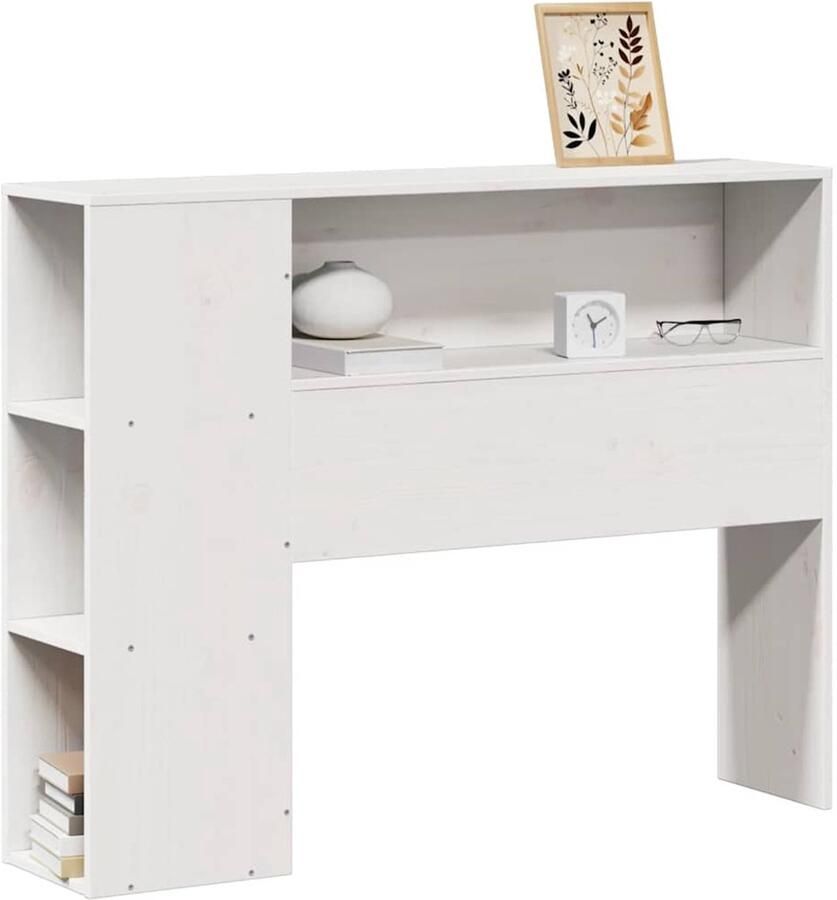 VidaXL Hoofdbord met opbergruimte 100 cm massief grenenhout wit
