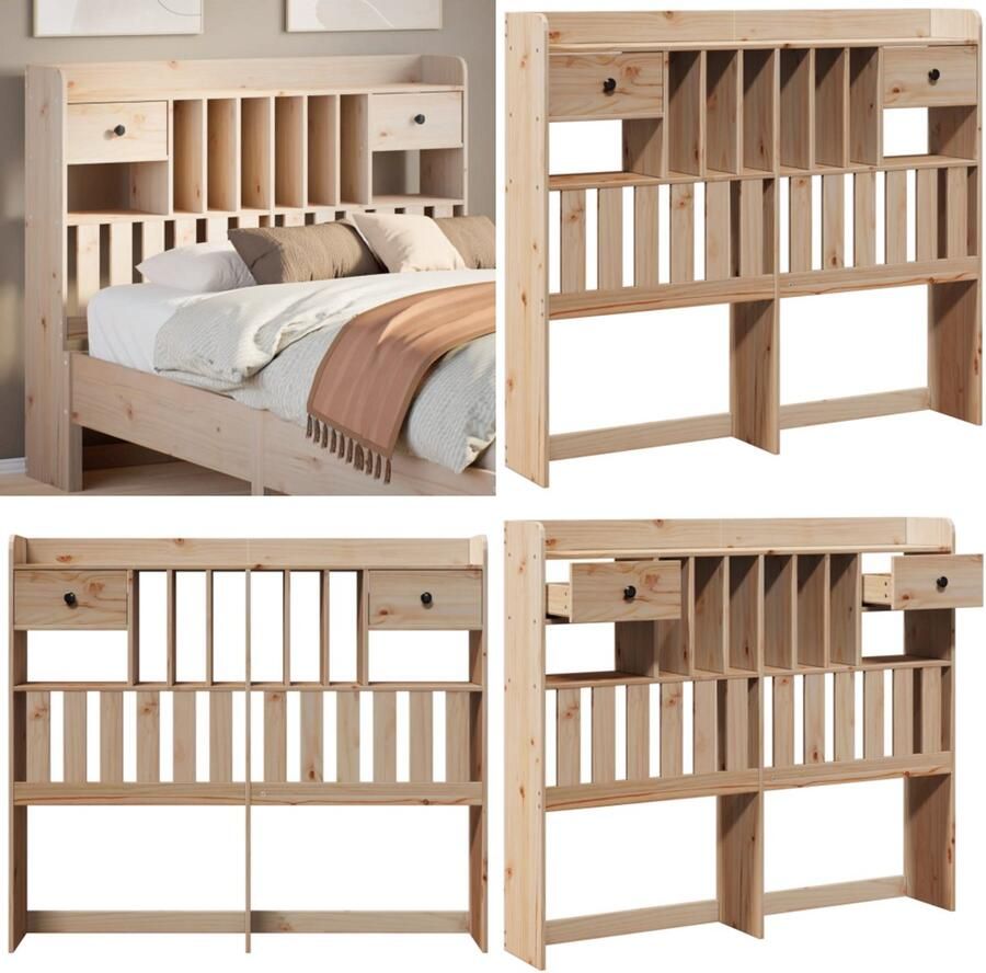 VidaXL Hoofdbord met opbergruimte 120 cm massief grenenhout Hoofdbord Hoofdborden Bed Hoofdbord Bedhoofdbord