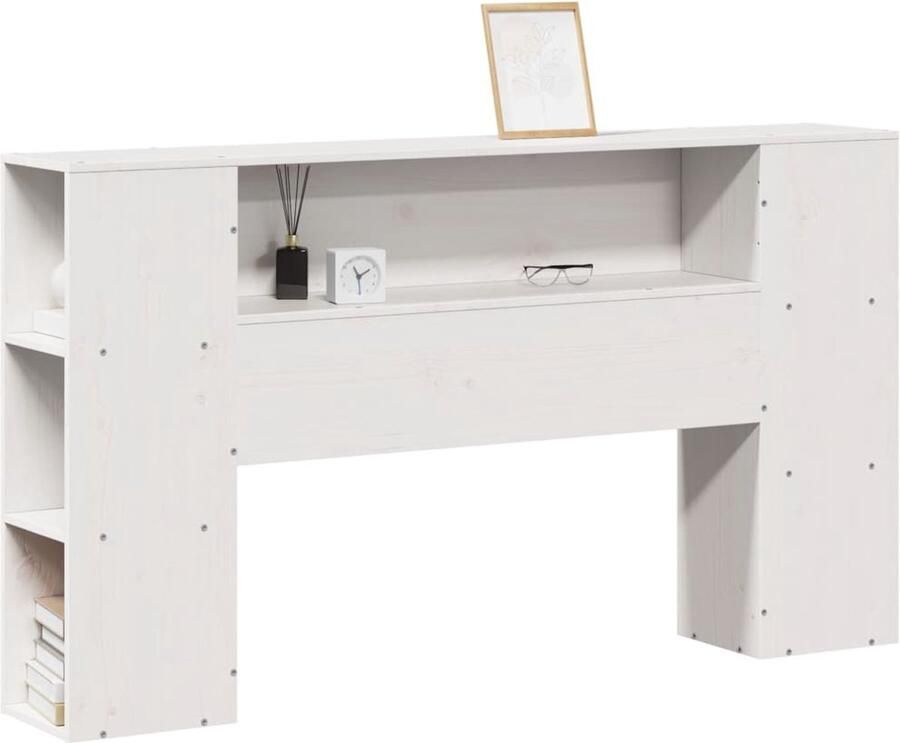 VidaXL Hoofdbord met opbergruimte 120 cm massief grenenhout wit