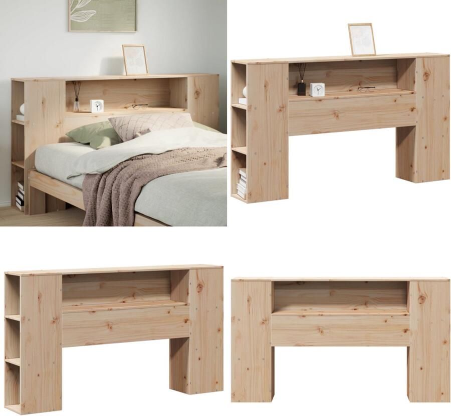 VidaXL Hoofdbord met opbergruimte 135 cm massief grenenhout Hoofdbord Hoofdborden Bed Hoofdbord Bedhoofdbord