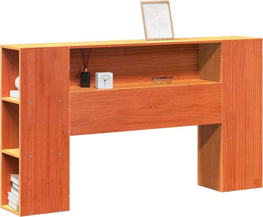 VidaXL Hoofdbord met opbergruimte 135 cm massief grenenhout wasbruin