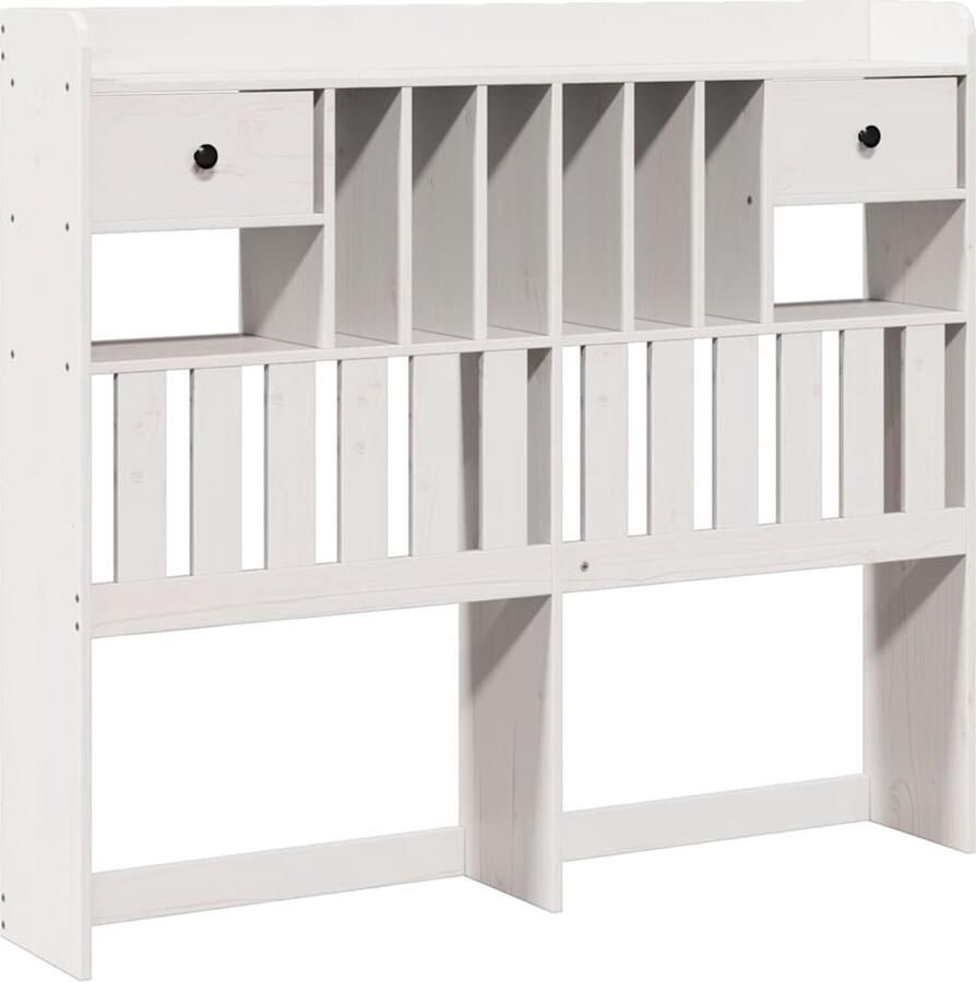 VidaXL Hoofdbord met opbergruimte 135 cm massief grenenhout wit