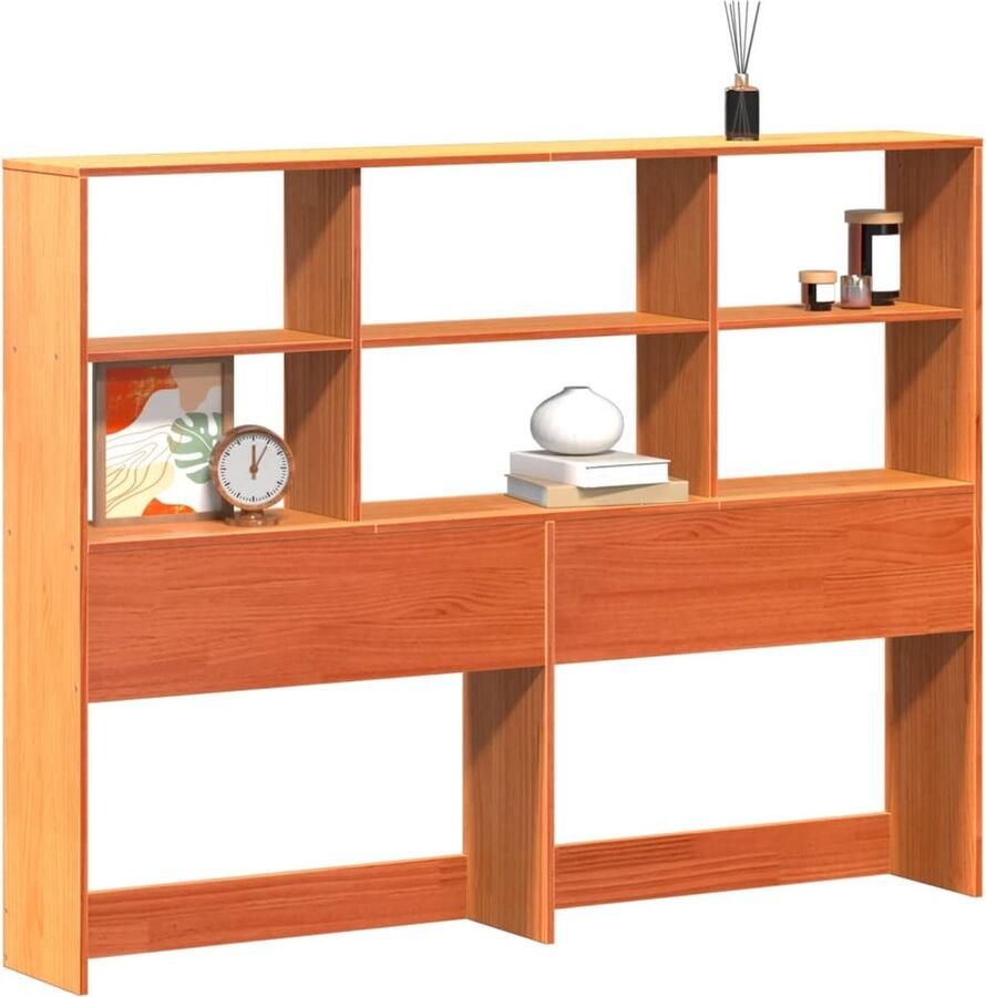 VidaXL Hoofdbord met opbergruimte 150 cm massief grenenhout wasbruin