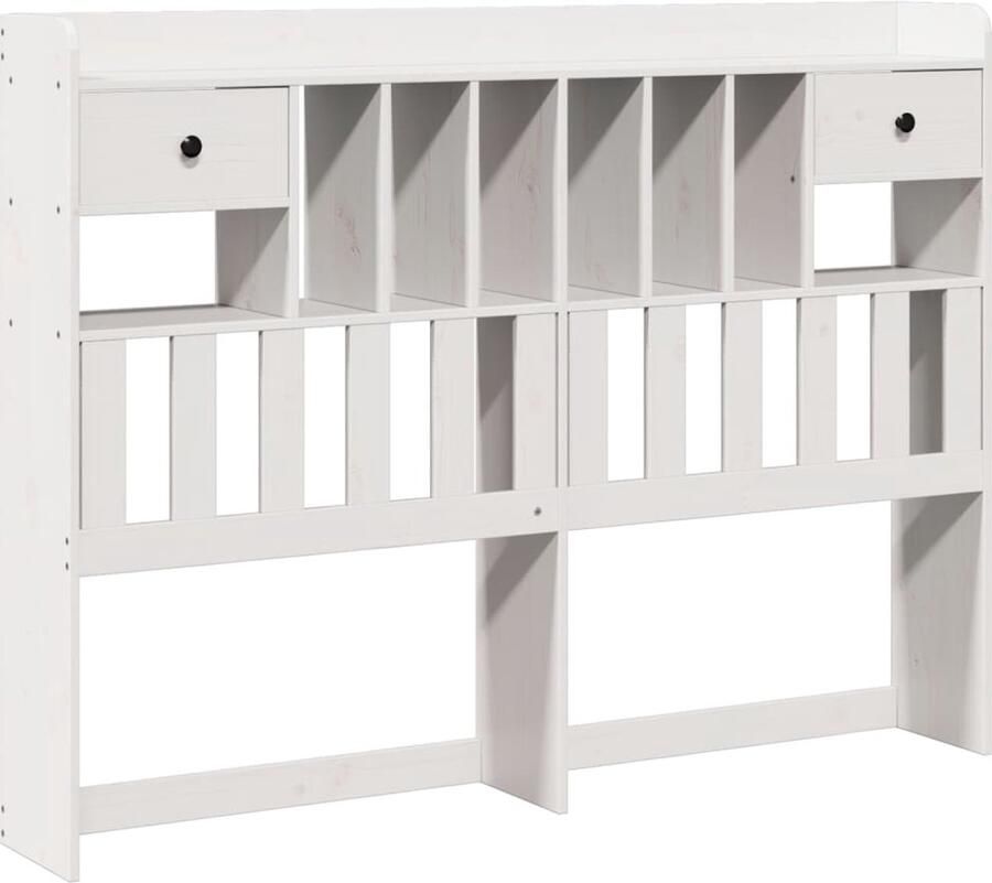 VidaXL Hoofdbord met opbergruimte 140 cm massief grenenhout wit