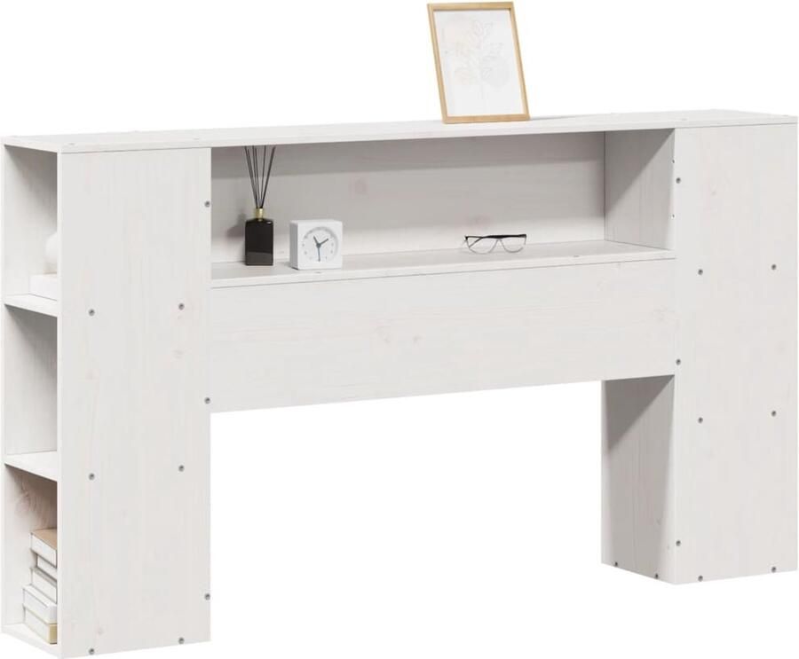 VidaXL Hoofdbord met opbergruimte 140 cm massief grenenhout wit