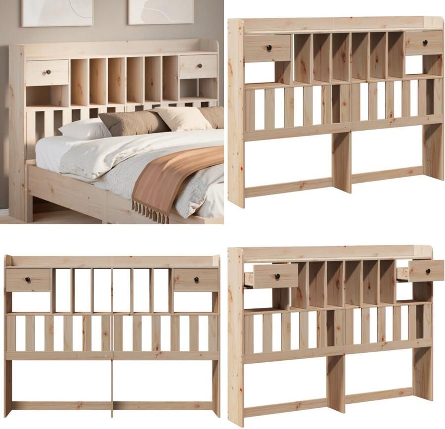 VidaXL Hoofdbord met opbergruimte 150 cm massief grenenhout Hoofdbord Hoofdborden Bed Hoofdbord Bedhoofdbord - Foto 3