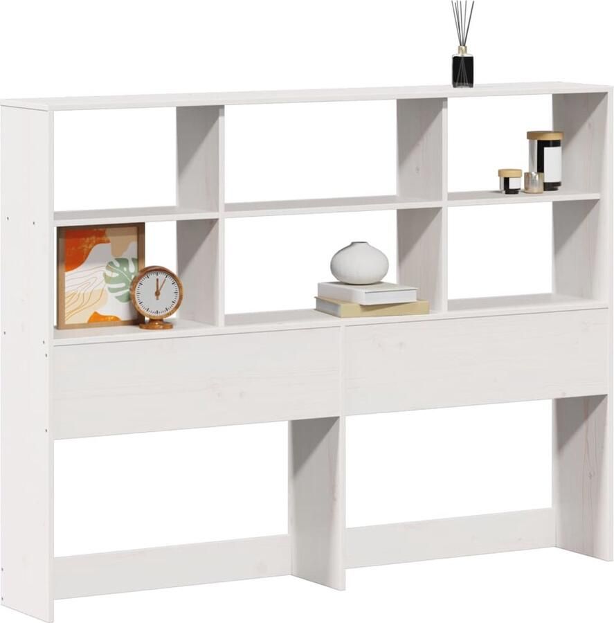 VidaXL Hoofdbord met opbergruimte 140 cm massief grenenhout wit