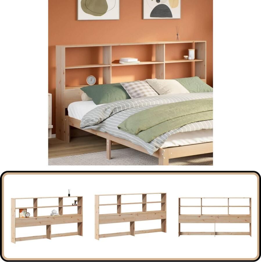 VidaXL Hoofdbord Met Opbergruimte 180 cm Grenenhout Hoofdbord Beddecoratie Hoofdkussen Opbergruimte Houten Hoofdbord