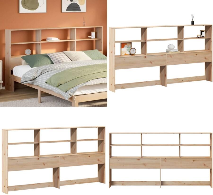 VidaXL Hoofdbord met opbergruimte 180 cm massief grenenhout Hoofdbord Hoofdborden Bed Hoofdbord Bedhoofdbord