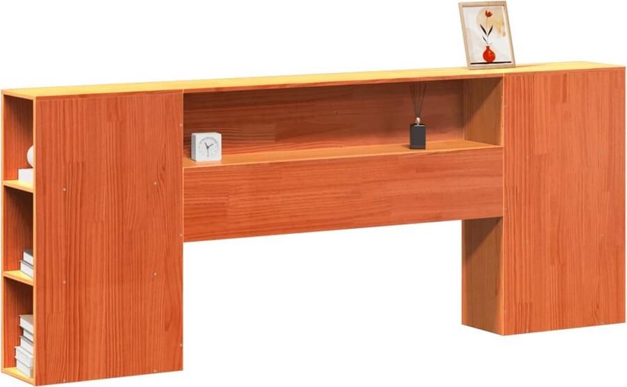 VidaXL Hoofdbord met opbergruimte 180 cm massief grenenhout wasbruin - Foto 2