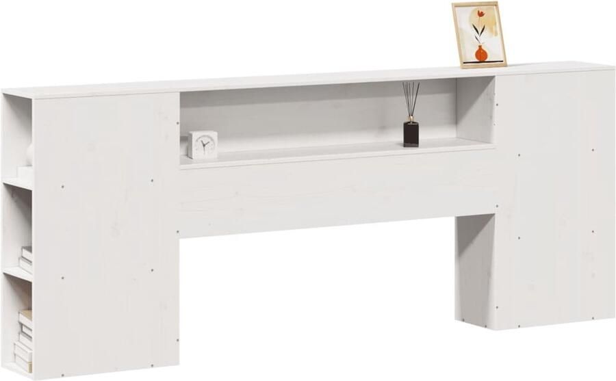 VidaXL Hoofdbord met opbergruimte 180 cm massief grenenhout wit