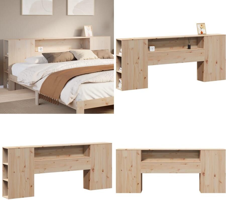 VidaXL Hoofdbord met opbergruimte 200 cm massief grenenhout Hoofdbord Hoofdborden Bed Hoofdbord Bedhoofdbord