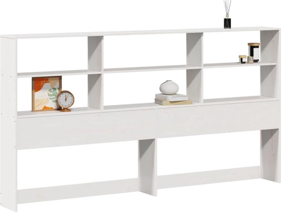 VidaXL Hoofdbord met opbergruimte 200 cm massief grenenhout wit - Foto 3