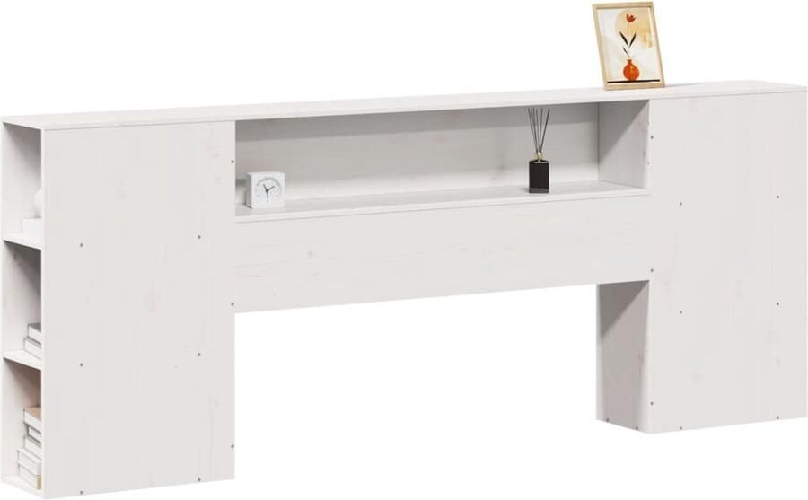 VidaXL Hoofdbord met opbergruimte 200 cm massief grenenhout wit