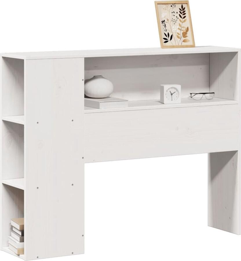 VidaXL Hoofdbord met opbergruimte 100 cm massief grenenhout wit