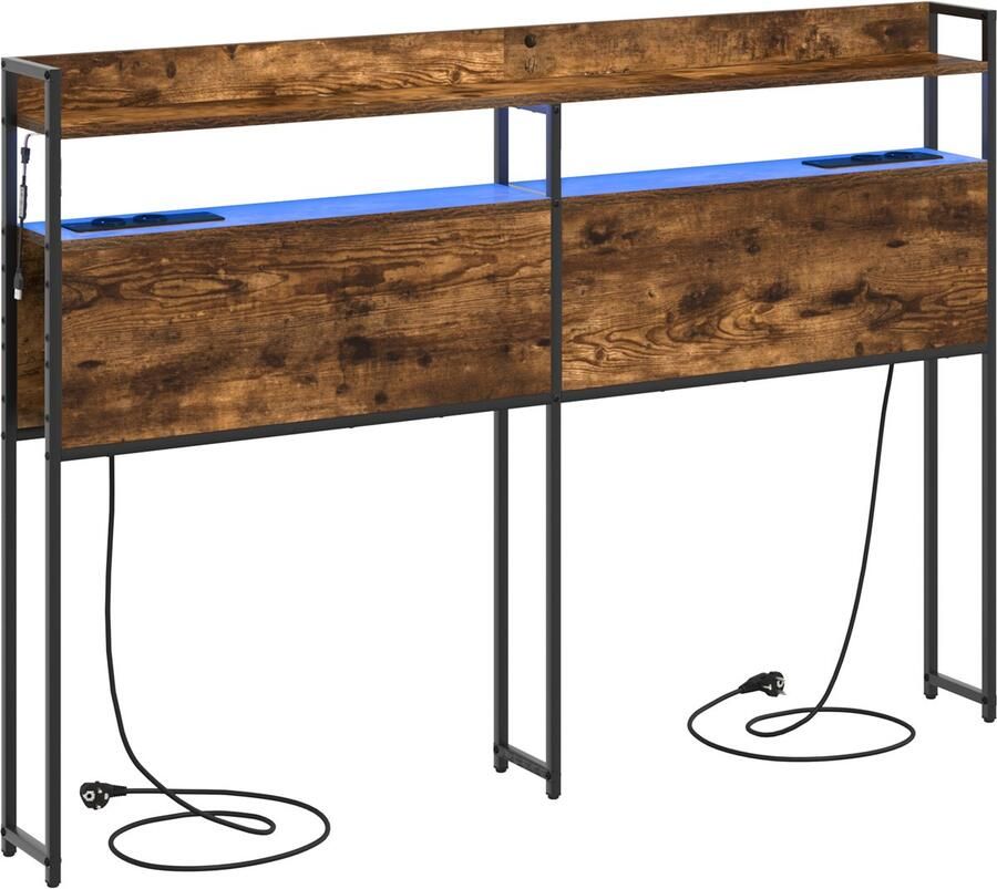 VidaXL Hoofdbord met plank Gerookt eiken 160 cm Bewerkt hout