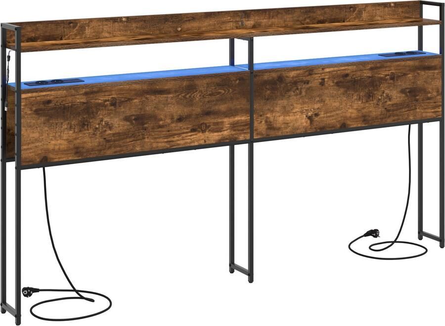 VidaXL Hoofdbord met plank Gerookt eiken 200 cm Bewerkt hout