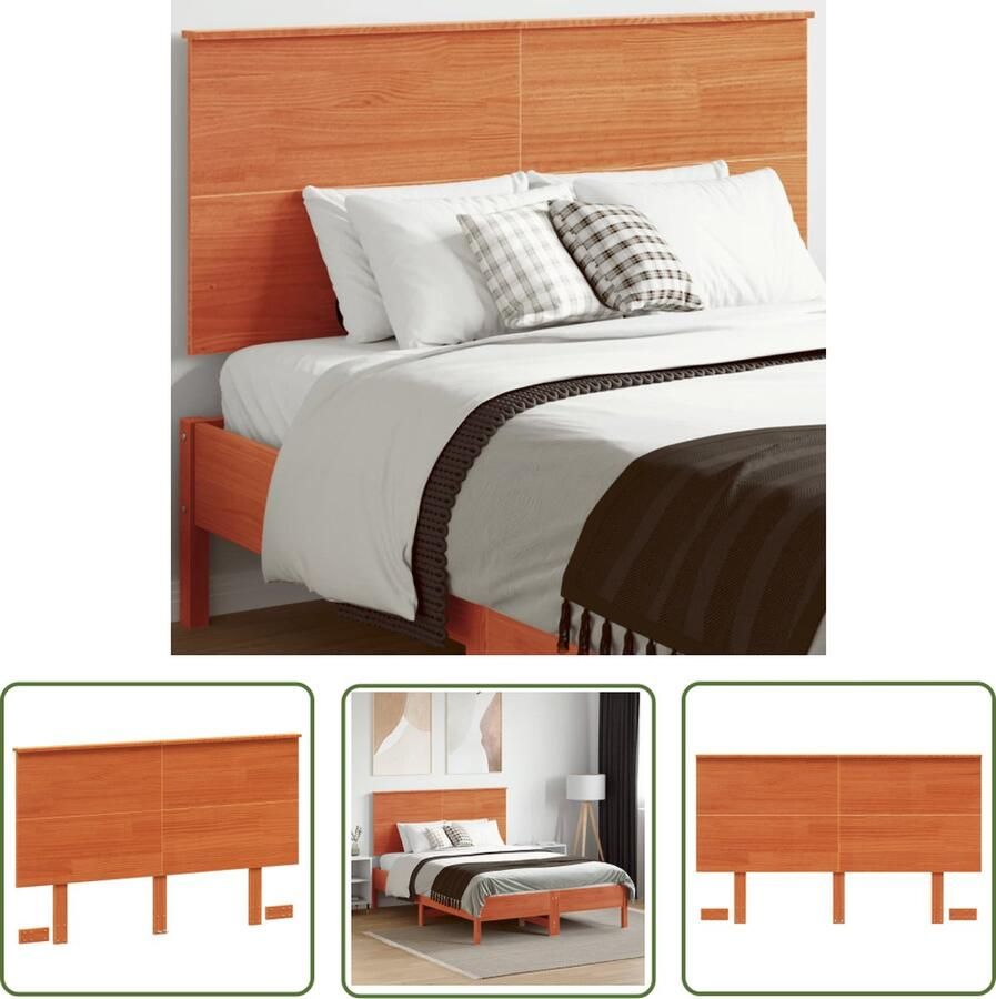 The Living Store Houten Hoofdeinde Wasbruin Massief Grenenhout 139 x 6 x 82.5 cm Rustiek design Houten Hoofdbord Met Plank Rustic Interieur Massief Hout Grenenhout Meubilair