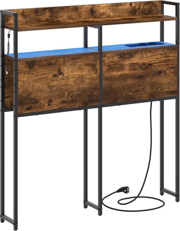 VidaXL Hoofdbord met plank met opslag Gerookt eiken 75 cm Bewerkt hout