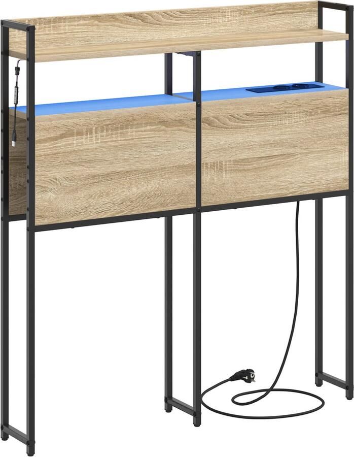 VidaXL Hoofdbord met plank met opslag Sonoma eiken 100 cm Bewerkt hout